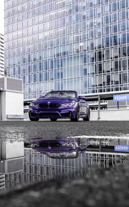 Preview wallpaper bmw m4, bmw, car, convertible, purple, parking