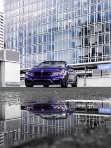 Preview wallpaper bmw m4, bmw, car, convertible, purple, parking