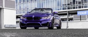 Preview wallpaper bmw m4, bmw, car, convertible, purple, parking