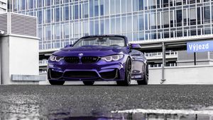 Preview wallpaper bmw m4, bmw, car, convertible, purple, parking