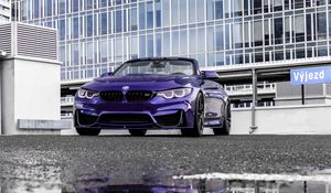 Preview wallpaper bmw m4, bmw, car, convertible, purple, parking