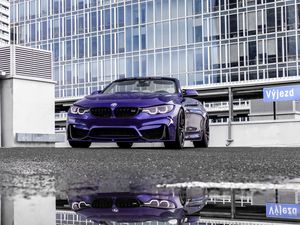 Preview wallpaper bmw m4, bmw, car, convertible, purple, parking