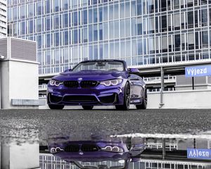 Preview wallpaper bmw m4, bmw, car, convertible, purple, parking