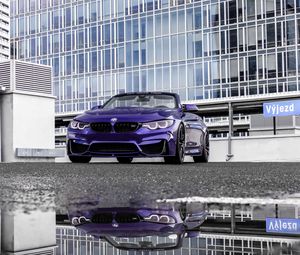 Preview wallpaper bmw m4, bmw, car, convertible, purple, parking