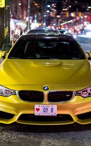 Preview wallpaper bmw m4, bmw, car, yellow, front view