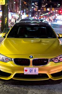 Preview wallpaper bmw m4, bmw, car, yellow, front view