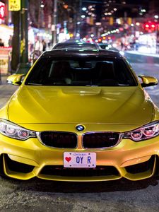 Preview wallpaper bmw m4, bmw, car, yellow, front view