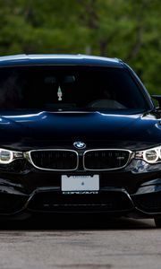 Preview wallpaper bmw m4, bmw, car, black, front view, dark