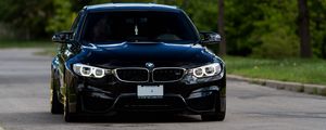 Preview wallpaper bmw m4, bmw, car, black, front view, dark