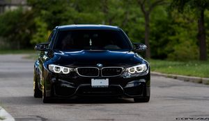 Preview wallpaper bmw m4, bmw, car, black, front view, dark