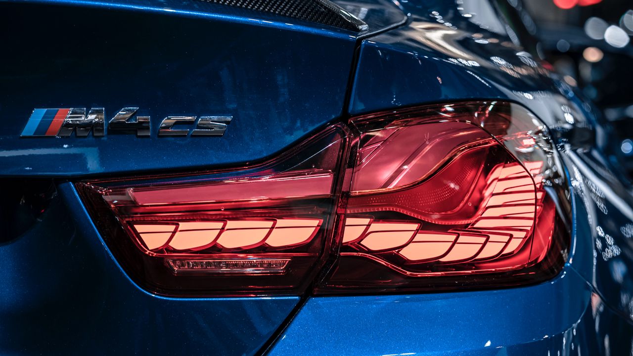 Wallpaper bmw m4 cs, bmw, blue, rear view