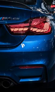 Preview wallpaper bmw m4 cs, bmw, blue, rear view