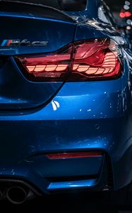 Preview wallpaper bmw m4 cs, bmw, blue, rear view