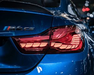 Preview wallpaper bmw m4 cs, bmw, blue, rear view