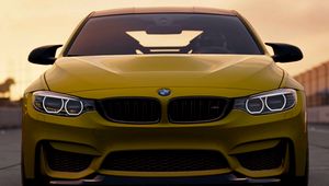 Preview wallpaper bmw m4 gts, bmw m4, bmw, front view, yellow, auto