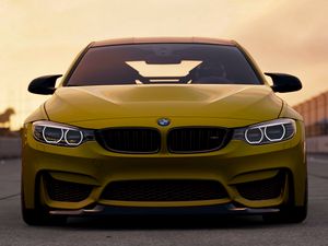 Preview wallpaper bmw m4 gts, bmw m4, bmw, front view, yellow, auto