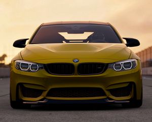 Preview wallpaper bmw m4 gts, bmw m4, bmw, front view, yellow, auto