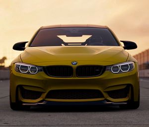 Preview wallpaper bmw m4 gts, bmw m4, bmw, front view, yellow, auto