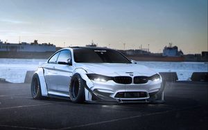 Preview wallpaper bmw, m4, marauder, tuning, white, side view