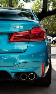 Preview wallpaper bmw m5, bmw, car, blue, back view