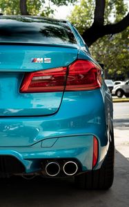 Preview wallpaper bmw m5, bmw, car, blue, back view