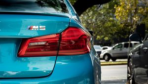 Preview wallpaper bmw m5, bmw, car, blue, back view