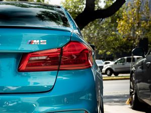 Preview wallpaper bmw m5, bmw, car, blue, back view