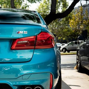 Preview wallpaper bmw m5, bmw, car, blue, back view