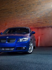 Preview wallpaper bmw m5, bmw, car, blue, front view, asphalt