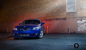 Preview wallpaper bmw m5, bmw, car, blue, front view, asphalt