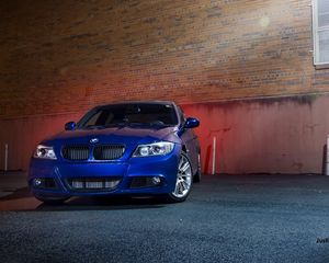 Preview wallpaper bmw m5, bmw, car, blue, front view, asphalt