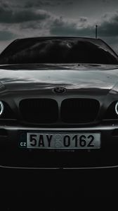 Preview wallpaper bmw m5, bmw, car, front view, black and white