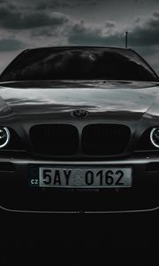 Preview wallpaper bmw m5, bmw, car, front view, black and white