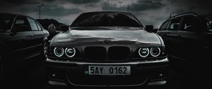 Preview wallpaper bmw m5, bmw, car, front view, black and white