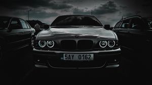 Preview wallpaper bmw m5, bmw, car, front view, black and white