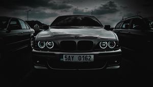 Preview wallpaper bmw m5, bmw, car, front view, black and white