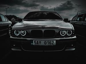 Preview wallpaper bmw m5, bmw, car, front view, black and white