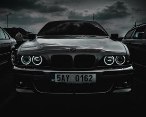 Preview wallpaper bmw m5, bmw, car, front view, black and white