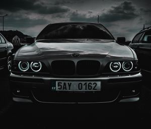 Preview wallpaper bmw m5, bmw, car, front view, black and white