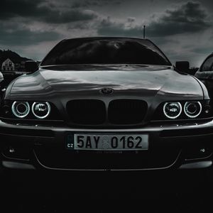 Preview wallpaper bmw m5, bmw, car, front view, black and white