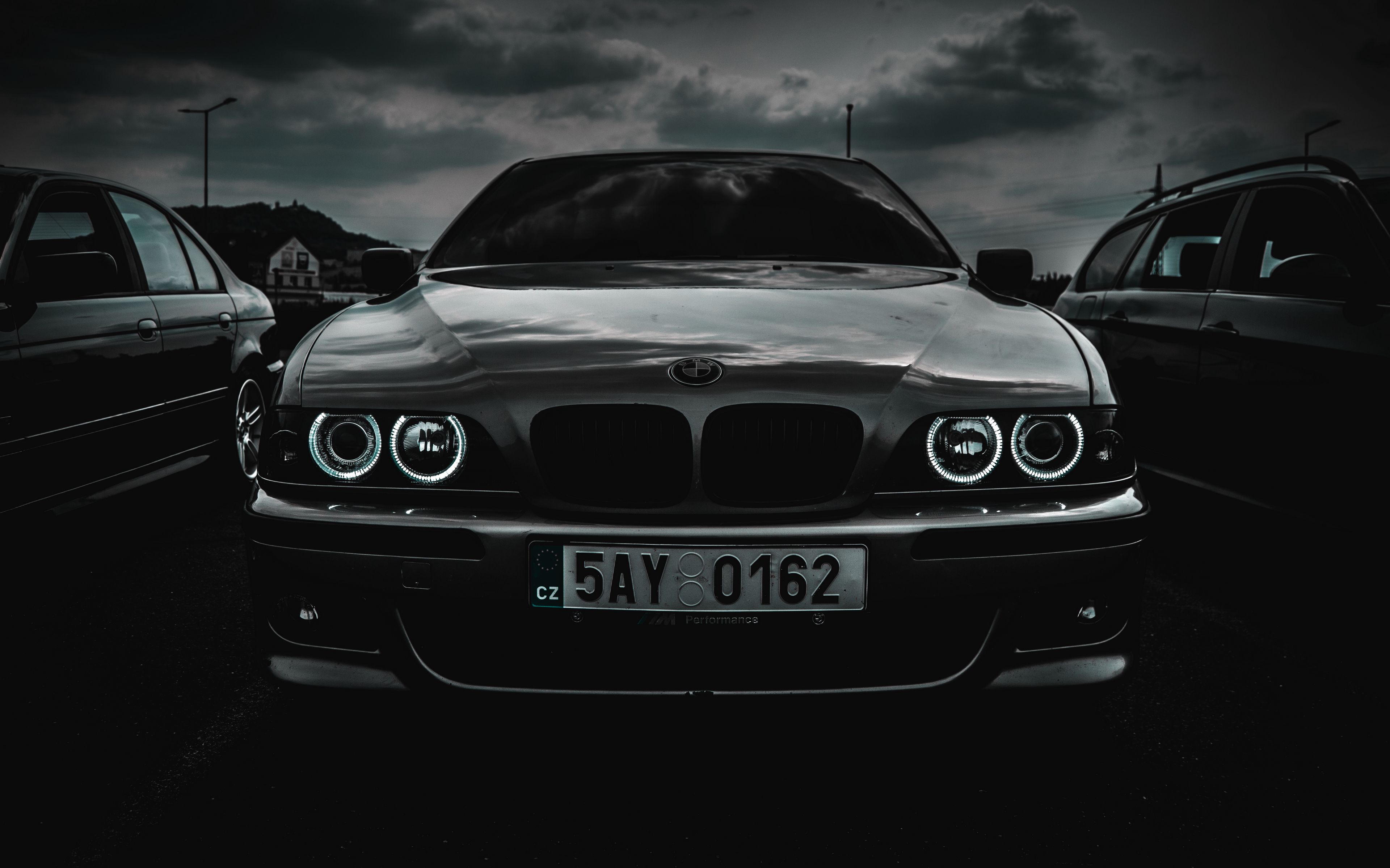 Download wallpaper 3840x2400 bmw m5, bmw, car, front view, black and white 4k  ultra hd 16:10 hd background