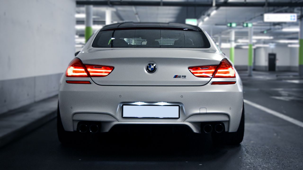 Wallpaper bmw m6, bmw, car, sports car, rear view, headlight, glow