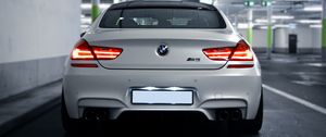 Preview wallpaper bmw m6, bmw, car, sports car, rear view, headlight, glow