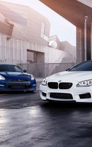 Preview wallpaper bmw m6, bmw, nissan gt-r, nissan, auto