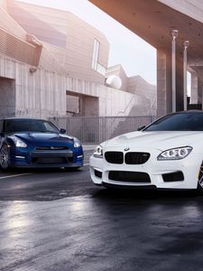 Preview wallpaper bmw m6, bmw, nissan gt-r, nissan, auto