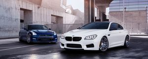 Preview wallpaper bmw m6, bmw, nissan gt-r, nissan, auto