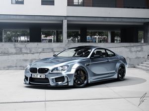 Preview wallpaper bmw, m6, silver, side view