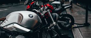 Preview wallpaper bmw, motorcycle, bike, gray, side view, parking