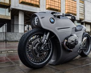 Preview wallpaper bmw, motorcycle, bike, gray, tuning, moto