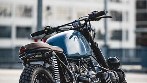 Preview wallpaper bmw r80, bmw, motorcycle, bike, blue, side view